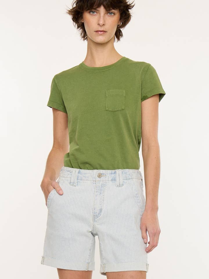 HIGH RISE STRIPE BERMUDA -KC7496L for wholesale by Kan Can USA