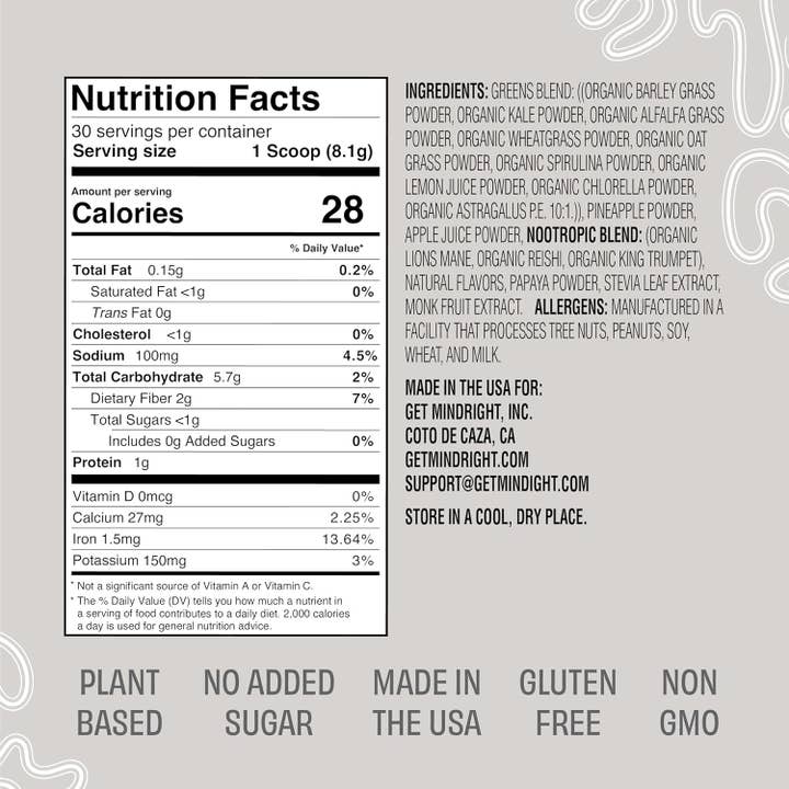 Mindright – wholesale Protein/superfood powder – Super Greens