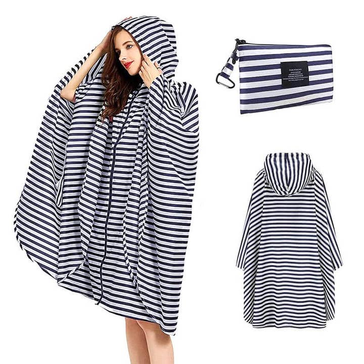 Bomence - Vendita all'ingrosso Poncho - Donna - Poncho antipioggia da donna per ciclismo e escursionismo blu bianco