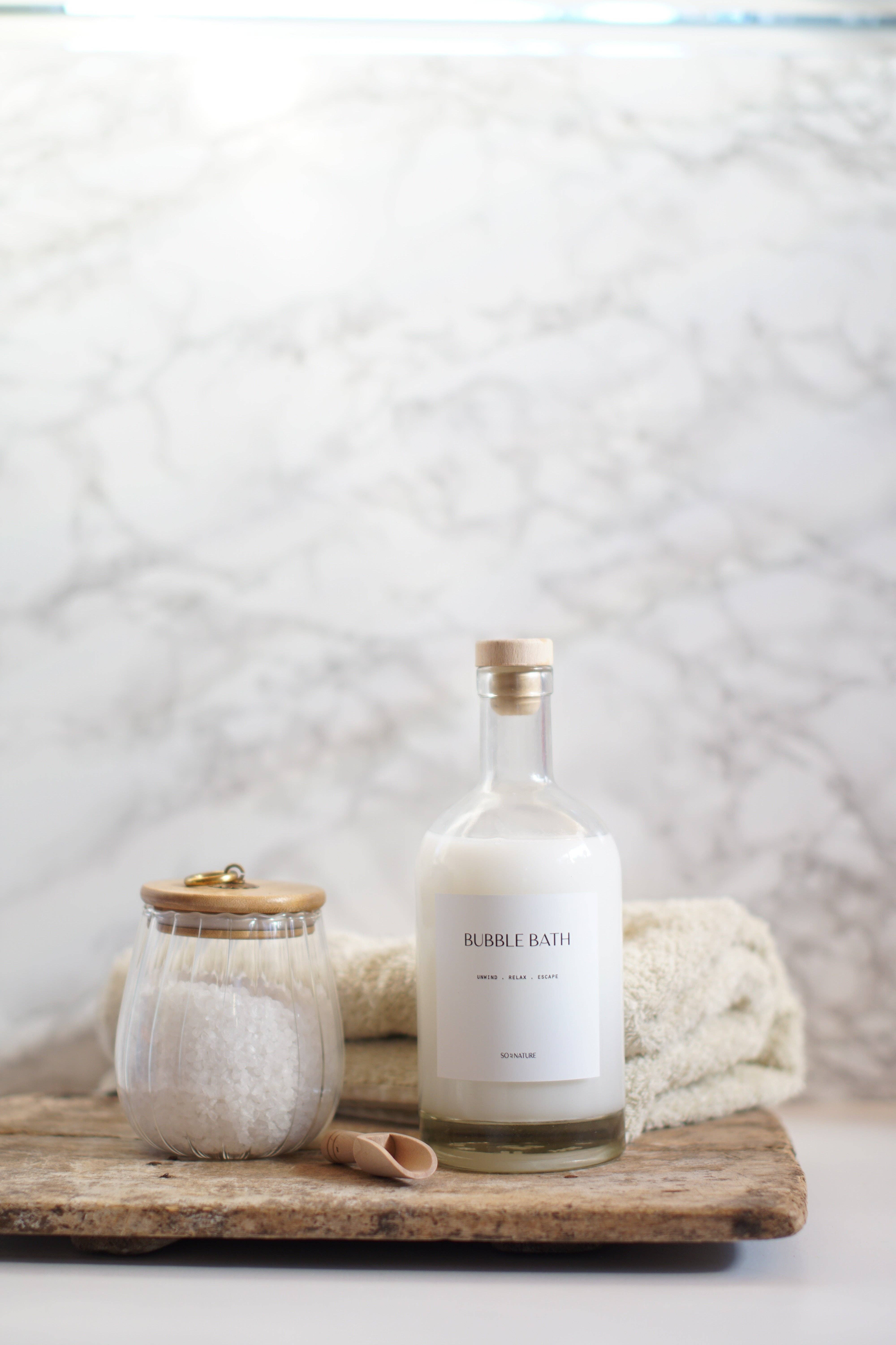 So At Nature – wholesale Bath & body set – Bubble Bath and Bath Salt Round Edge Jar Set3