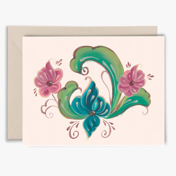 Tarjeta de felicitación "Rosemaling Blanco" A2, juego de 6 para venta al por mayor de Apricity Press
