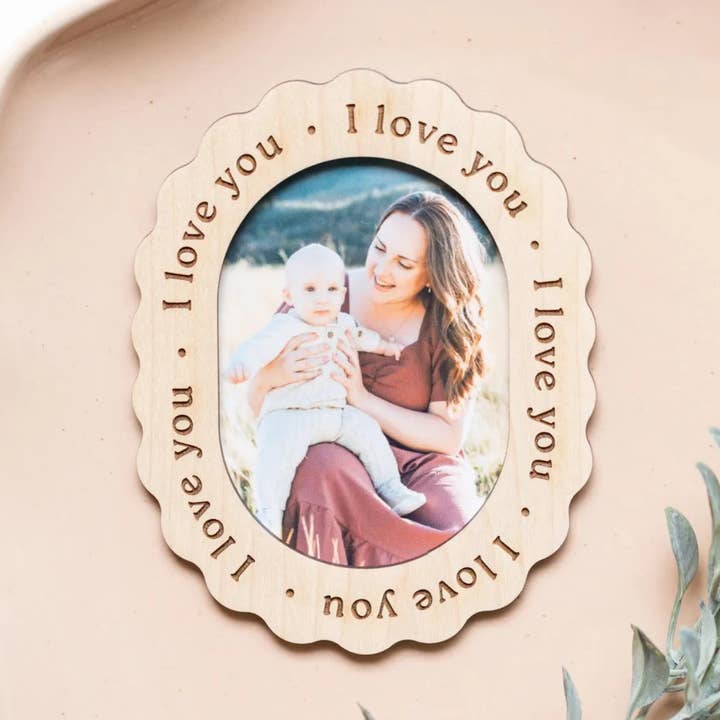 Wooden Photo Frame Engraved I Love You Picture Plaque Custom for wholesale by Etchedoccasionsshop