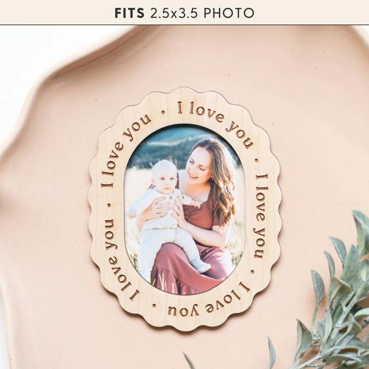 Wooden Photo Frame Engraved I Love You Picture Plaque Custom for wholesale by Etchedoccasionsshop