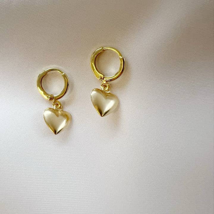True by Kristy Jewelry - Wholesale Dangle Earrings - Hartley Valentine’s Day Heart Hoops Gold Filled Earrings3