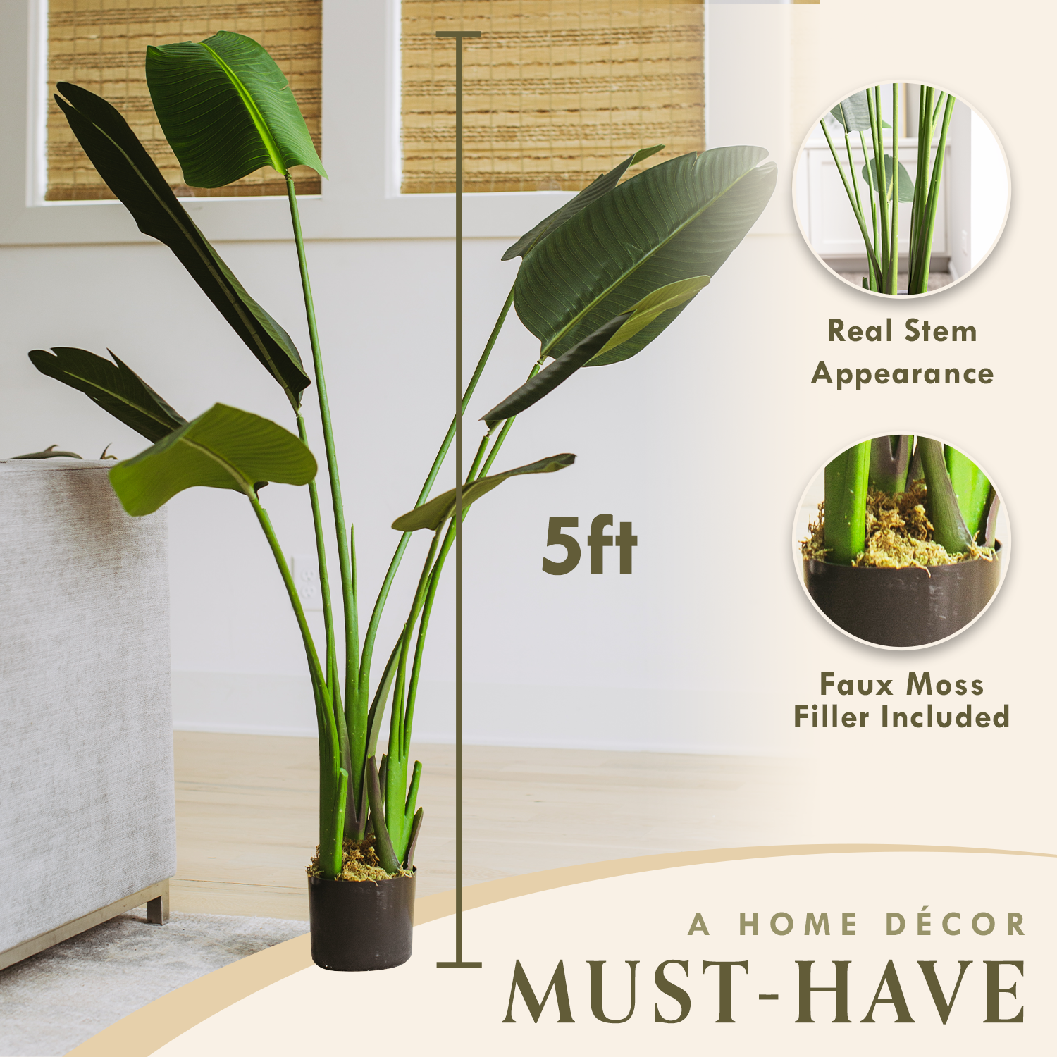 Forever Leaf - Wholesale Artificial Plant - Faux Bird of Paradise Tree 5 Feet1