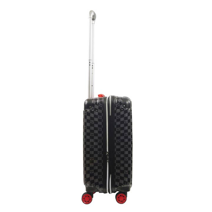 FUL Luggage (Concept One) - Wholesale Luggage - True Religion 22.5" Big Logo Black Hard Sided Checkered Carry-On Luggage