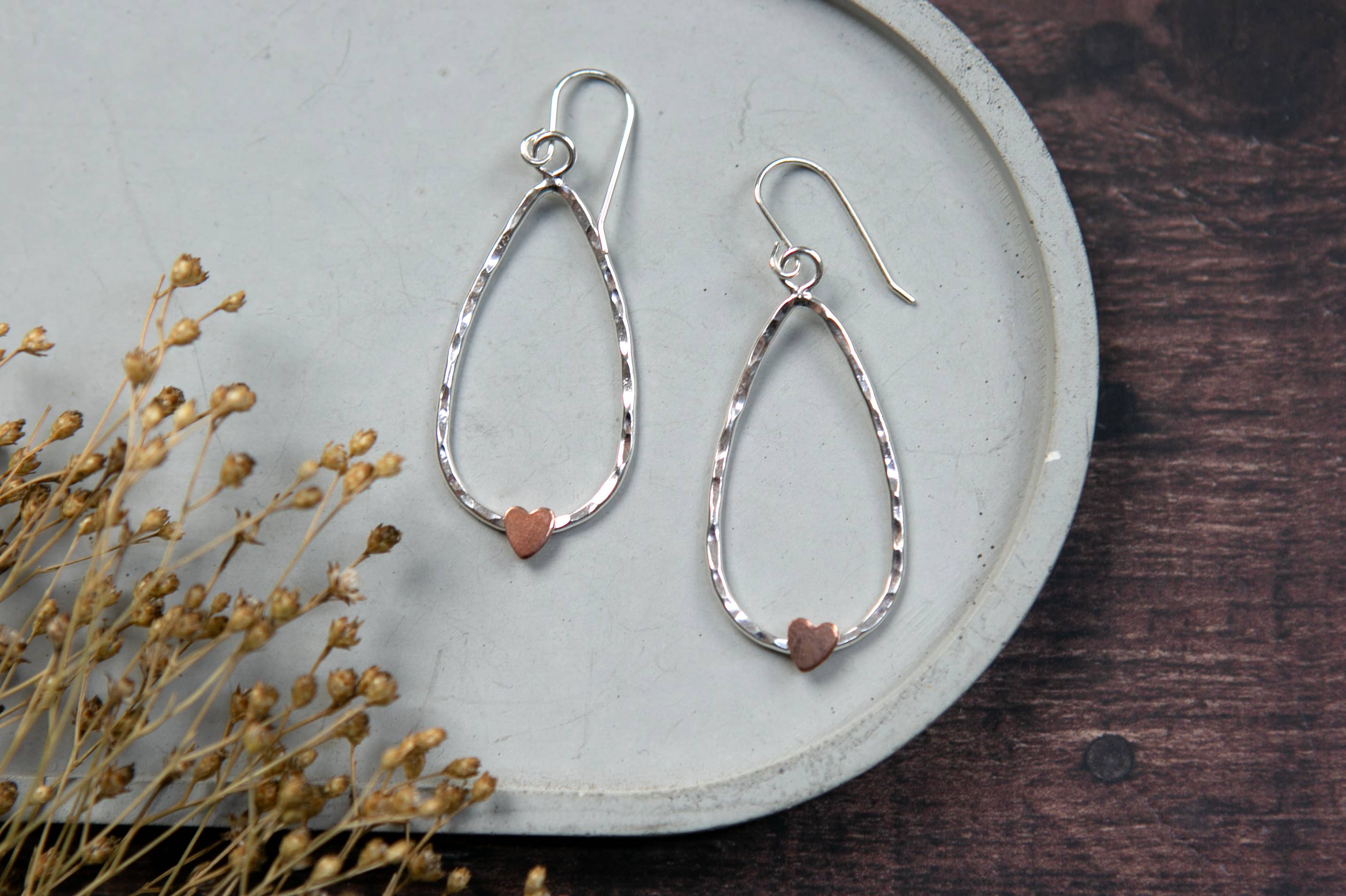 The Old Farmhouse Jewellery - Wholesale Dangle Earrings - Teardrop Earrings with Copper Accents, sterling silver1