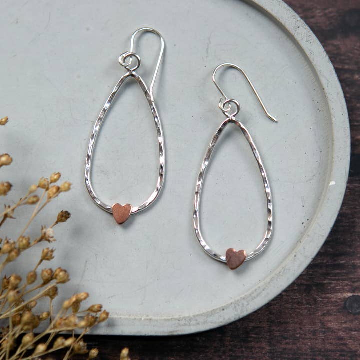 The Old Farmhouse Jewellery - Wholesale Dangle Earrings - Teardrop Earrings with Copper Accents, sterling silver1