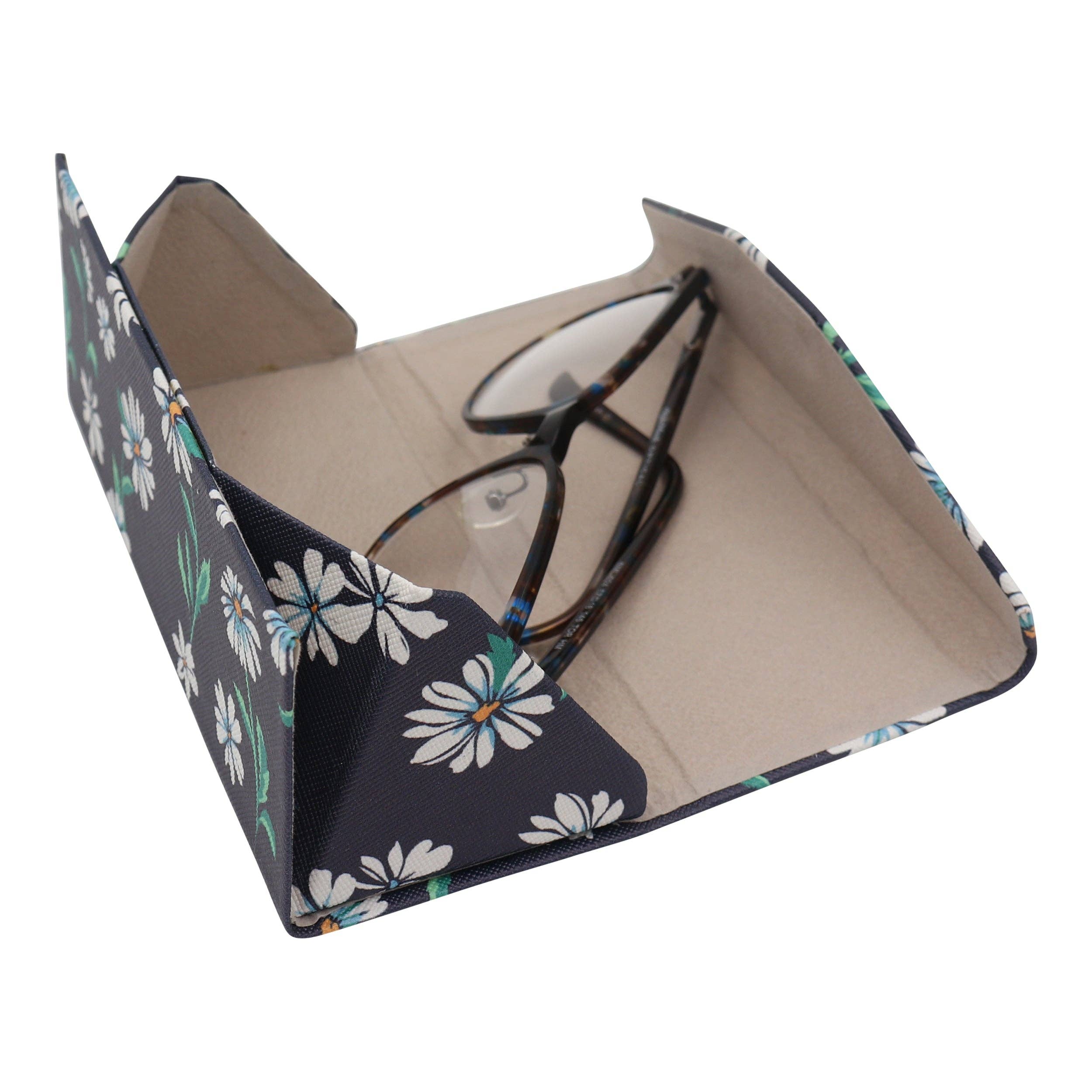 Sparkle Being - Wholesale Eyewear Cases & Holders - Women's - Daisy Flower Eyewear Glasses Case - Eco Leather Magnetic Fol4