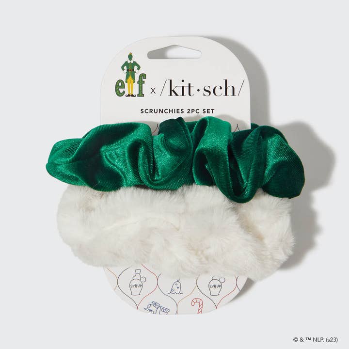 KITSCH - Wholesale Scrunchie - Women's - elf x kitsch Scrunchies 2pc - White & Green