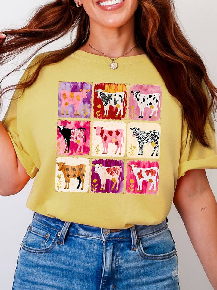 T-shirt en coton filé à l'anneau pour adulte Patchwork Pastures Comfort Colors pour la vente par Wholesale Accessory Market