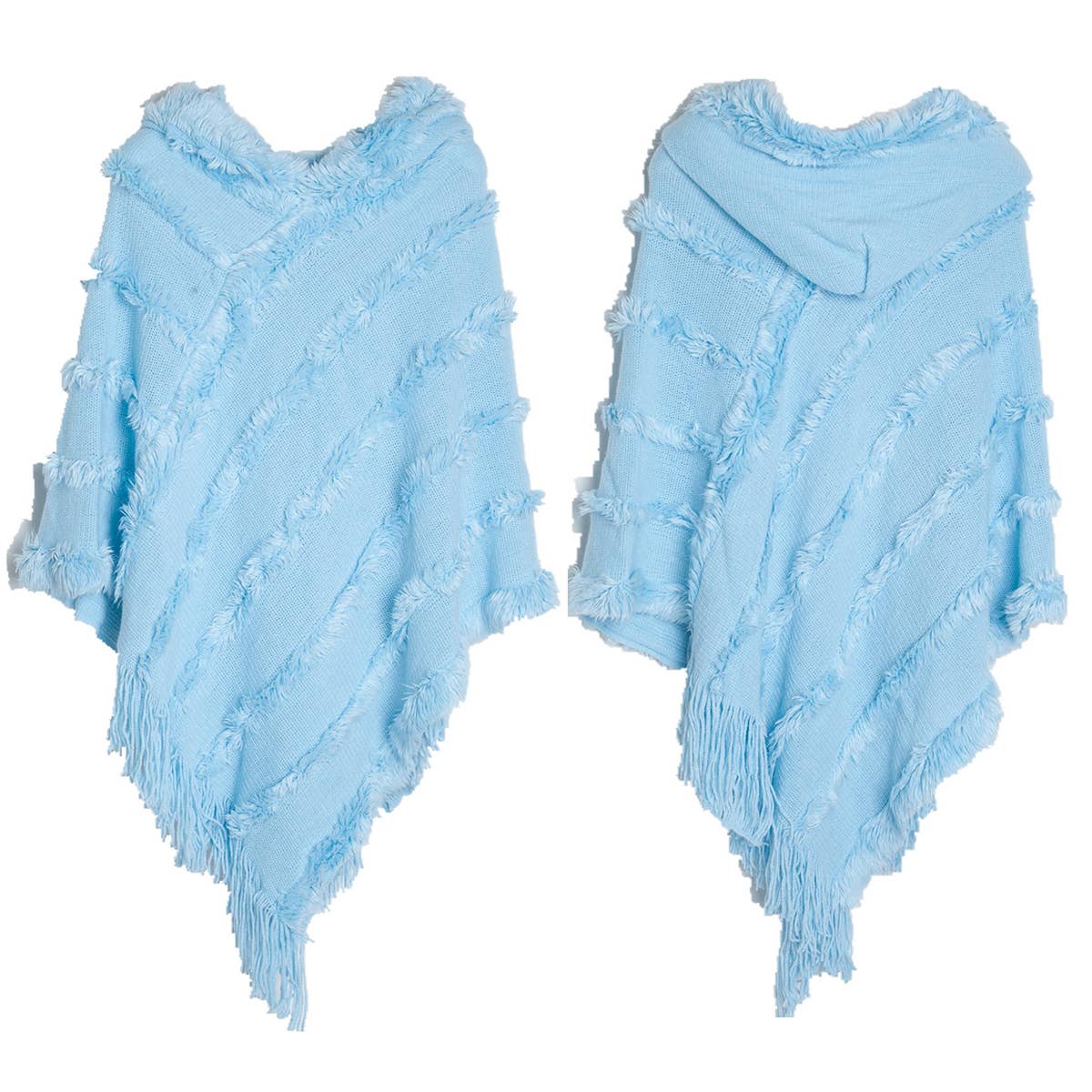 ACCITY - Wholesale Cape - Women's - HOODED CAPE WITH FRINGED HEM SCARVES_CWASC01186
