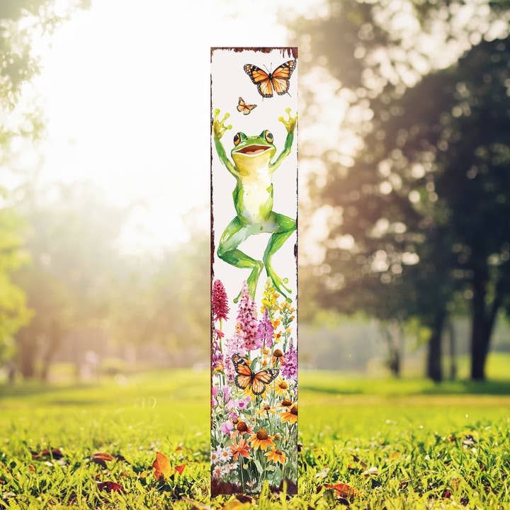 Summer Frog Garden Stake – Whimsical Watercolor Yard & Patio Decor for wholesale by TX USA Corporation