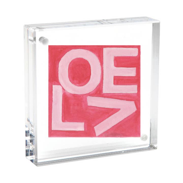 2x2 Lucite Love Square - Pink and Dark Pink for wholesale by LOVEVOLVE®️