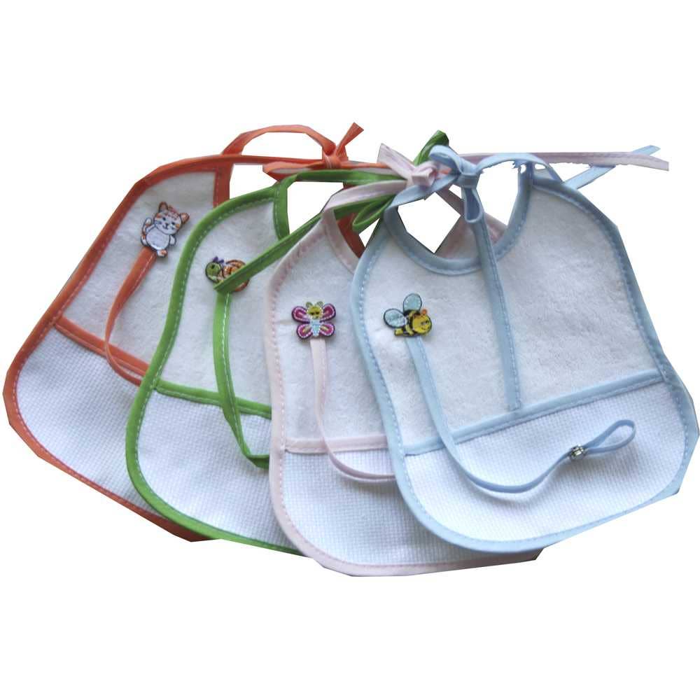 Almatex srl - Vendita all'ingrosso Bavaglino - Neonati - Bavetta ANIMALETTO cm.16x18 con tasca da ricamare5