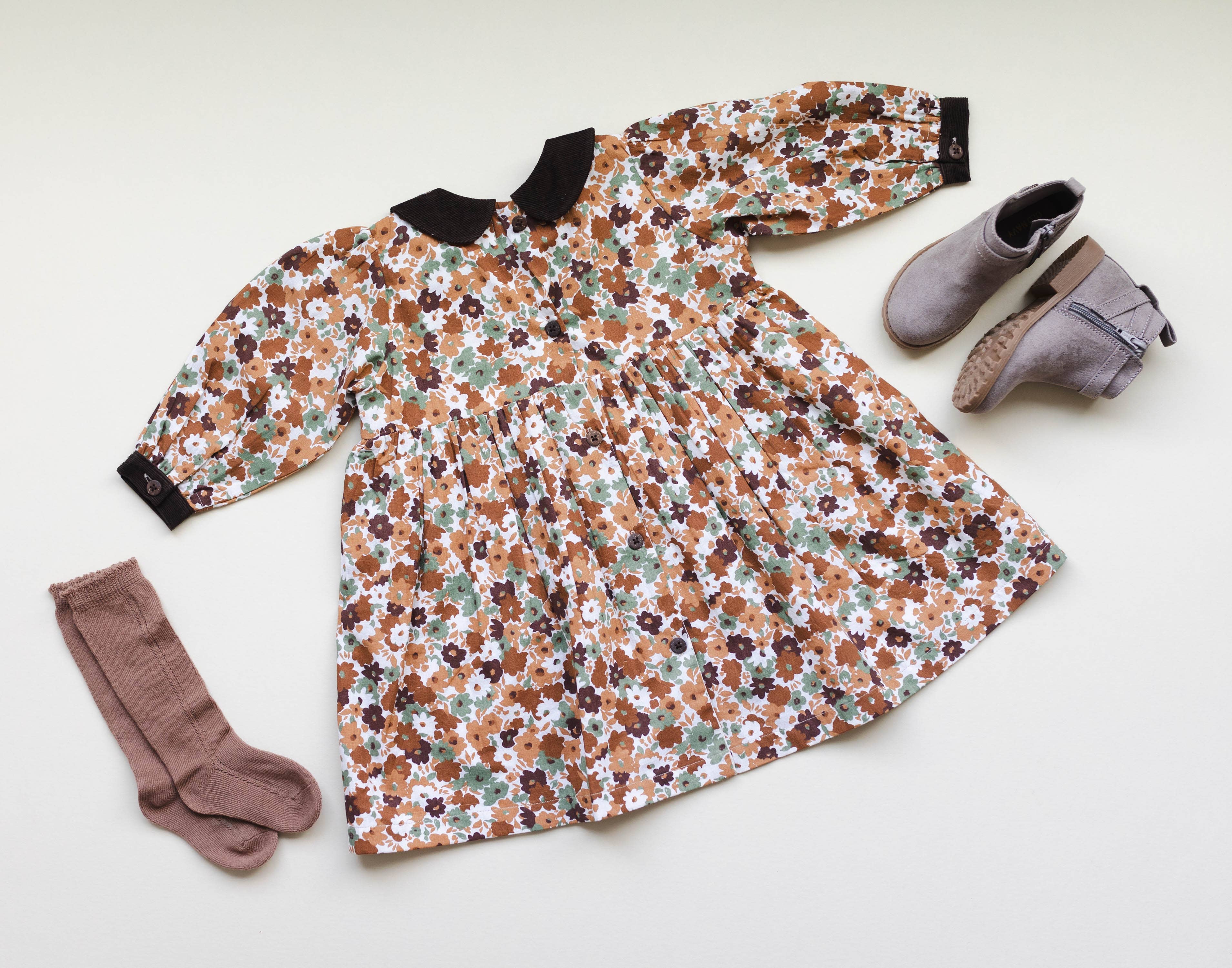 LARILI - Wholesale Dress - Kids - Brown Fall Smocked Dress1