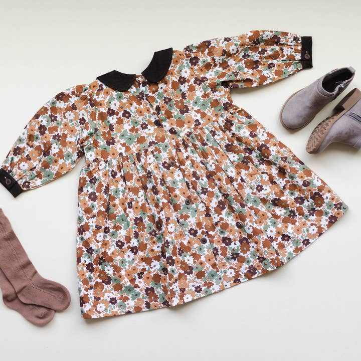 LARILI - Wholesale Dress - Kids - Brown Fall Smocked Dress1