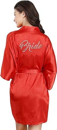 LA Merchandise - Wholesale Robe - Women's - La Merchandise LAB1800 Women's Satin Short Bridal Party Robe13