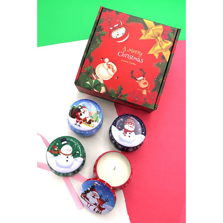 JOSSLYN by wall to wall - Wholesale Travel Candles - 4PC AROMA THERAPY CANDLE CHRISTMAS GIFT SET | 90C100