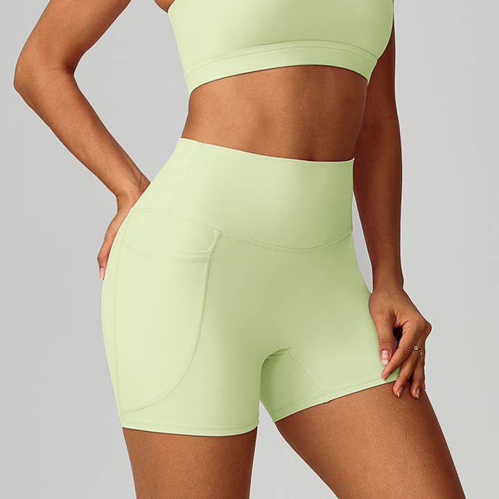 Sodalemon - Wholesale Athletic Shorts - Women's - Women High-Waist Quick-Dry Pocket Yoga Shorts16