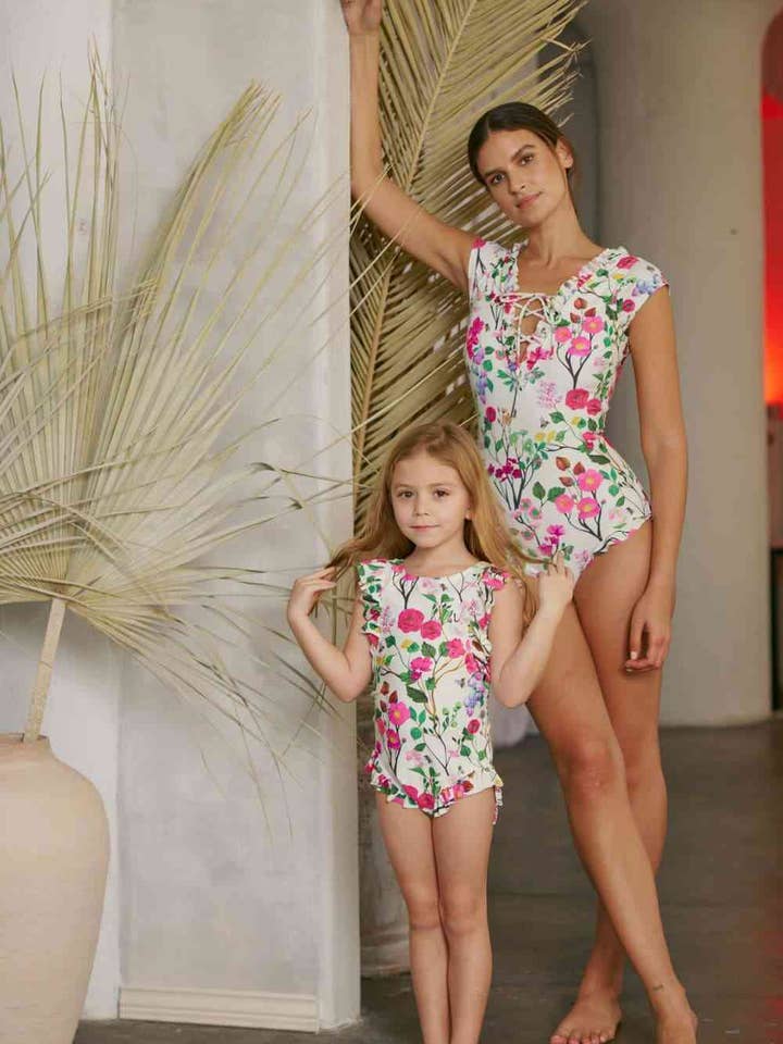 Bring Me Flowers V-Neck One Piece Swimsuit Cherry Blossom Cream for wholesale by Fashion Quality Boutik