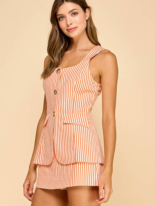 BABY PINK - Wholesale Romper - Women's - Round Neckline sleeveless Romper3