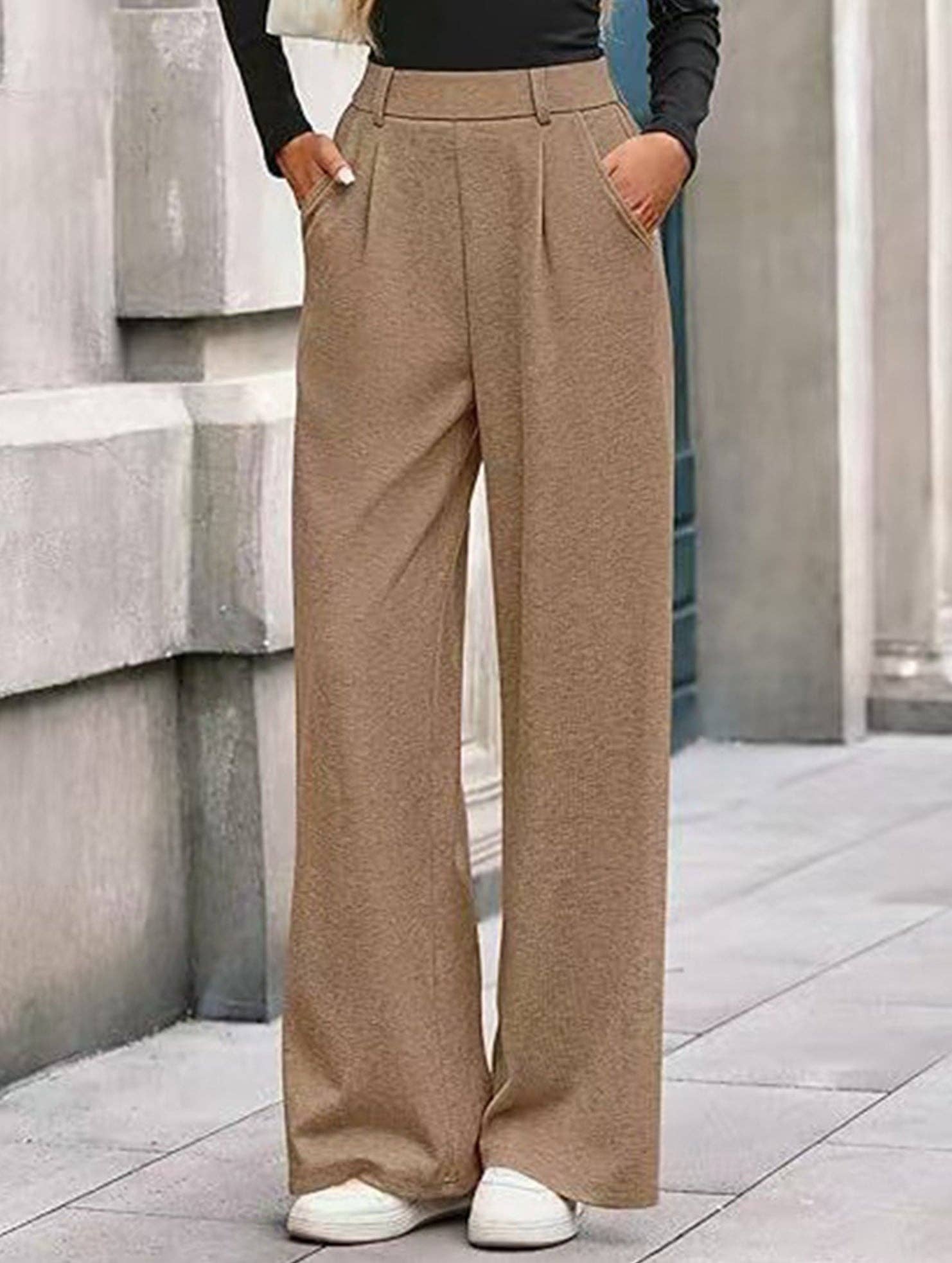 Lovenne - Wholesale Pants - Women's - Versatile solid color straight wide-leg pants22