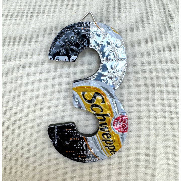 Number 3, Recycled Metal, Indonesia for wholesale by Tesoros Trading Company