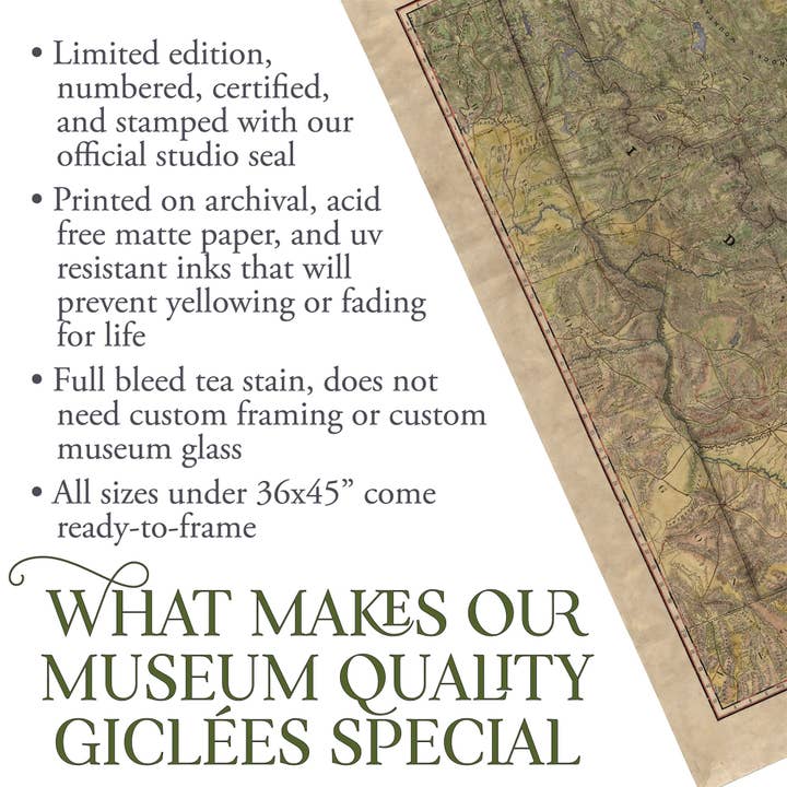 55 Routes de Chariot de l'Idaho 1878 11x14" Carte Historique,Carte Ancienne,Carte Peinte à la Main,Carte Vintage,Impressions de Carte Ancienne,Impressions de Vieilles Cartes,Great River Arts pour la vente par Great Rivers Arts