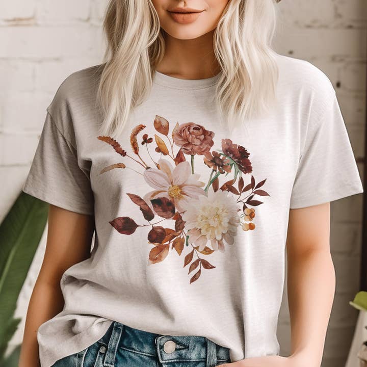 Efterårsblomster Neutral Efterårsblomst Vintage Retro Grafisk T-shirt for engroshandel hos Par.tees by Party On!