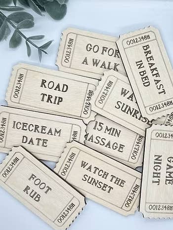 Valentine Love Tickets – Wooden Coupon Set for couples for wholesale by The Lantern Boutique