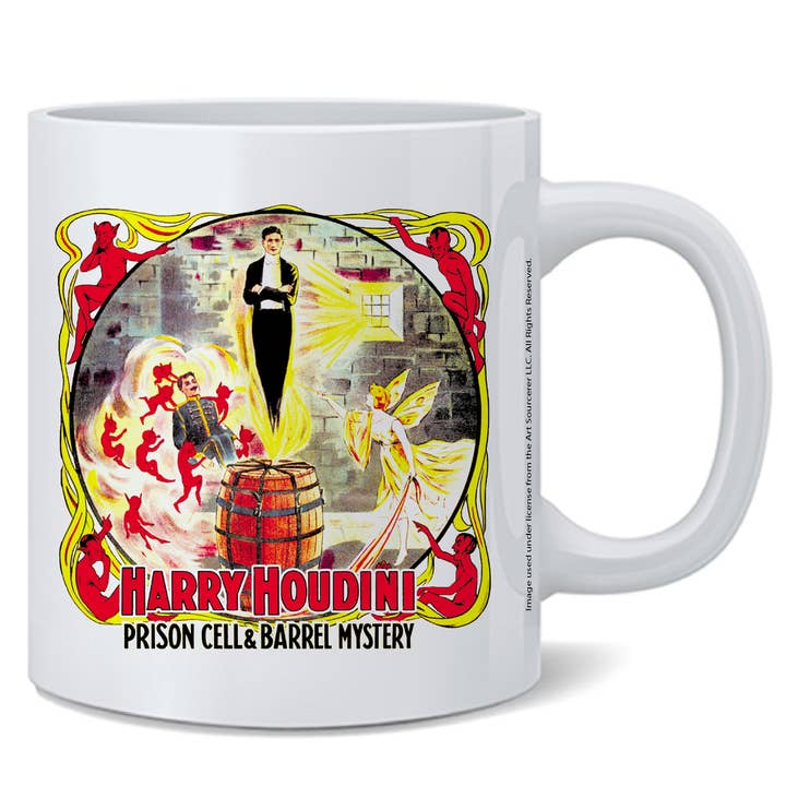 Caneca Magic Harry Houdini Célula Célula Barrel Mystery 11oz por atacado de Gotham Gifts