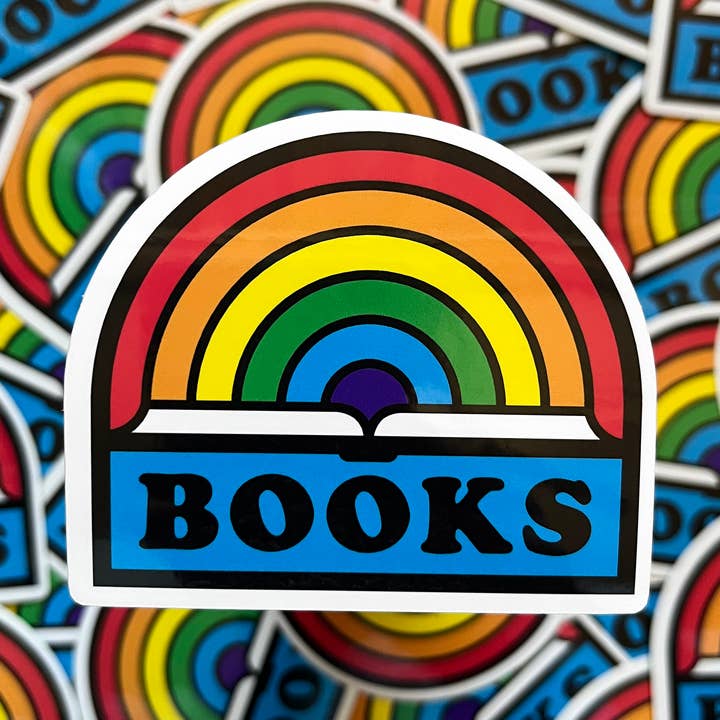 Rainbow Books sticker for wholesale by Rather Keen