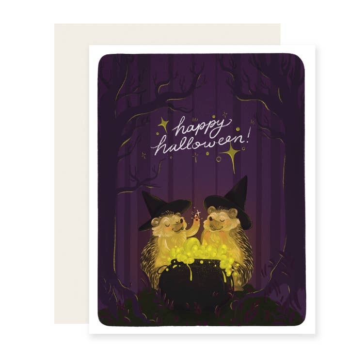 Hedgehog Potion | Jolie carte d'Halloween pour la vente par Slightly Stationery