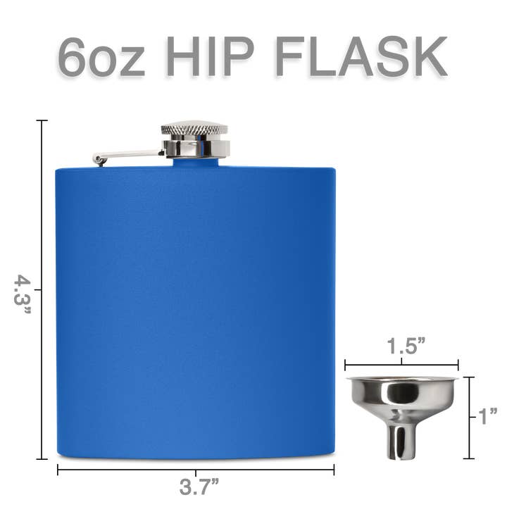 Clear Water Home Goods - Wholesale Flask - 6 oz Stainless Steel Hip Flask w/ Funnel|Powder Coated Flask11