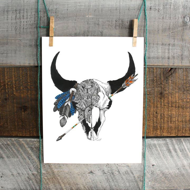 FJ Creations - Wholesale Art Print - Courage (Bison Skull) - Fine Art Print3