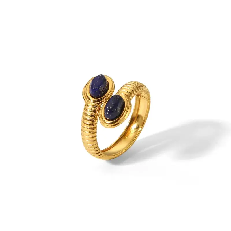 Sweet Cherry Sky - Wholesale Cocktail/Statement Ring - 18K Gold Plated Snake Ring with Stone Inlay Jewelry0