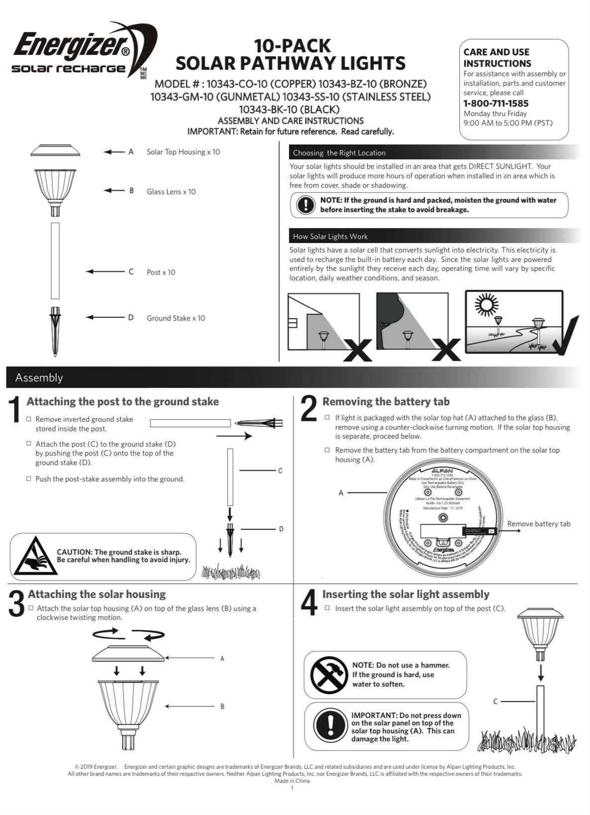 OutdoorSolarOutlet – wholesale Outdoor/lawn light – Energizer 8 Pack Solar Pathway LED Lights Outdoor-Stainless Steel 15 Lumen12