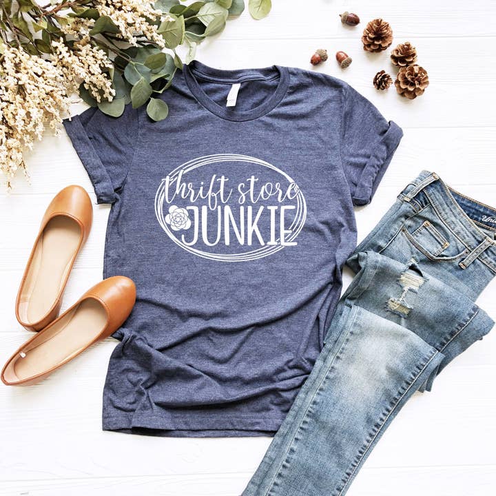Amy Anne Apparel Inc - Wholesale Screen Printed T-Shirt - Women's - Thrift Store Junkie Tee Shirt | Mom Tee
