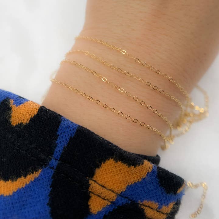 Tresor Jewelry Inc. - Wholesale Link & Chain Necklace - 1018FGF. 14k Gold Filled Flat Cable Chain