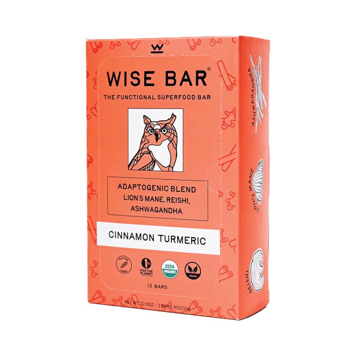 Wise Bar - Wholesale Snackreep - Kaneel Kurkuma Adaptogeen Paddenstoel Voedingsreep (12 Repen)5