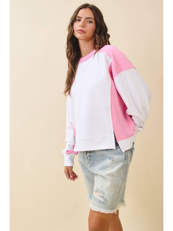 AEMI + CO - Wholesale Sweatshirt - Women's - 9106FK Colorblock Terry Pullover Sweatshirt12