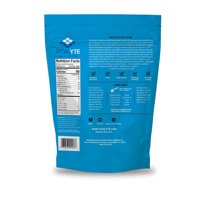 Vitalyte Sports Nutrition - Wholesale Powdered Health Drink - Cool Citrus Stand Up Pouch - Electrolyte Replacement Drink Mix