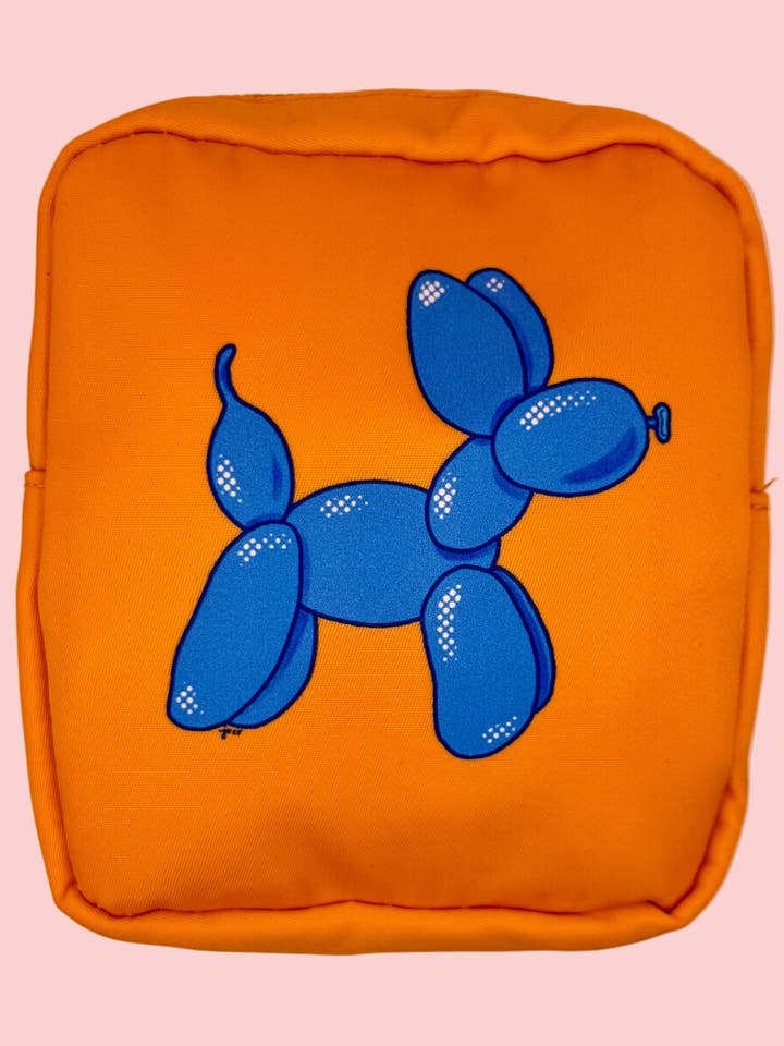 Blue Balloon Dog Mini Zipper Pouch – Sizzle Orange Cosmetic & Accessory Bag | Monday Anyway (Copy) for wholesale by Monday Anyway