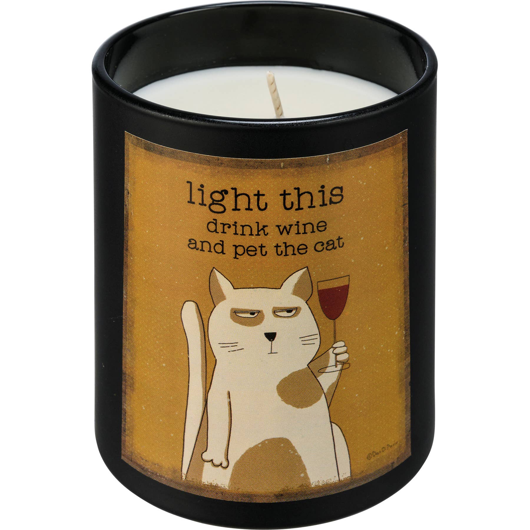 Primitives by Kathy - Wholesale Jar/Filled Candle - Light This Drink Wine And Pet The Cat Candle1
