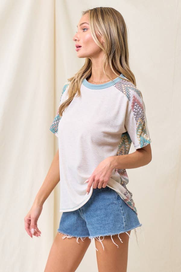 lovely melody - Wholesale T-Shirt - Women's - LMT3883-Lucianas aztect print top22