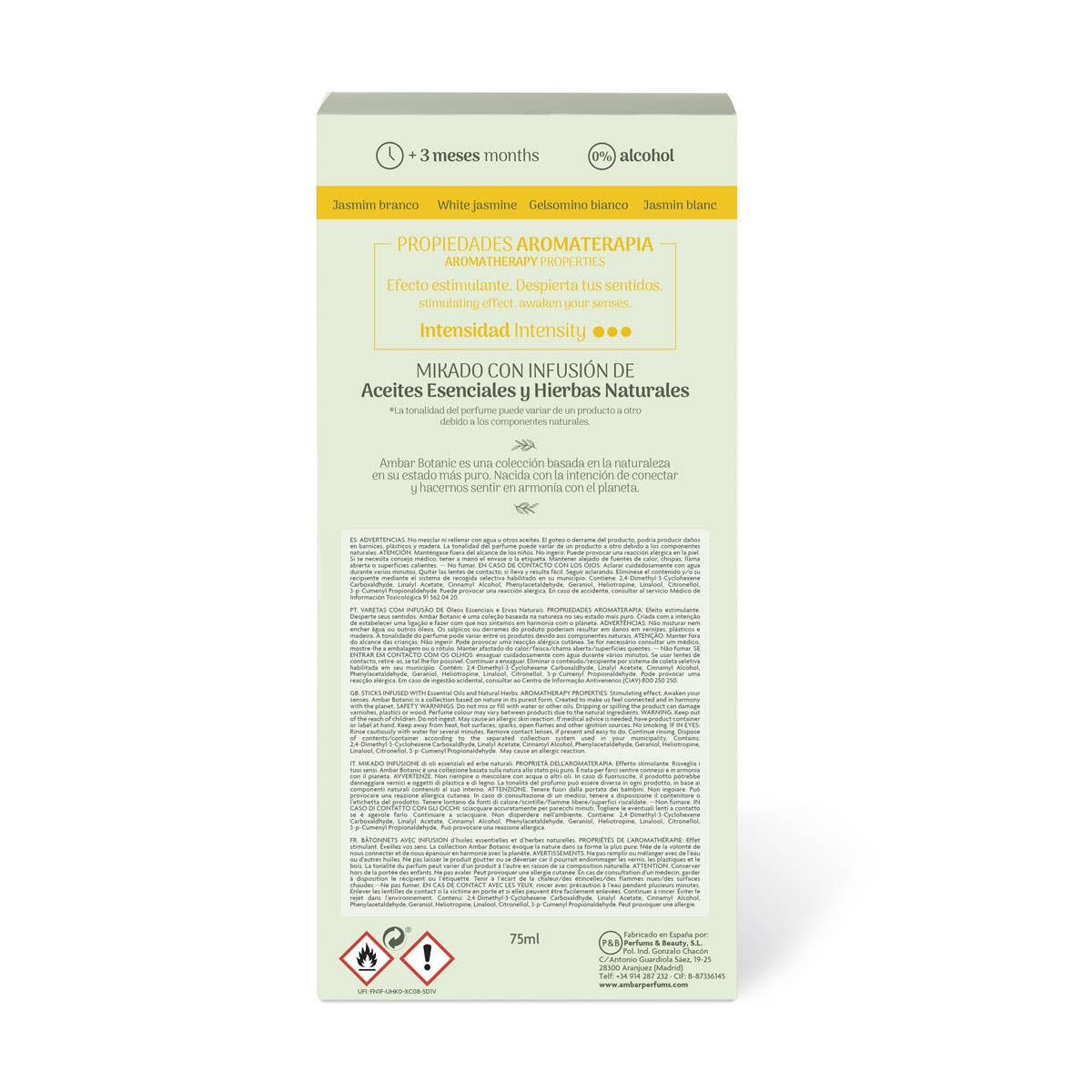 Kcosmetique - Wholesale Reed Diffuser - MIKADO BOTANIC INFUSION WHITE JASMINE AMBER 75ML1