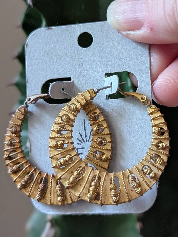 Mässing Beaded Hoops för wholesale av JFOX Jewelry