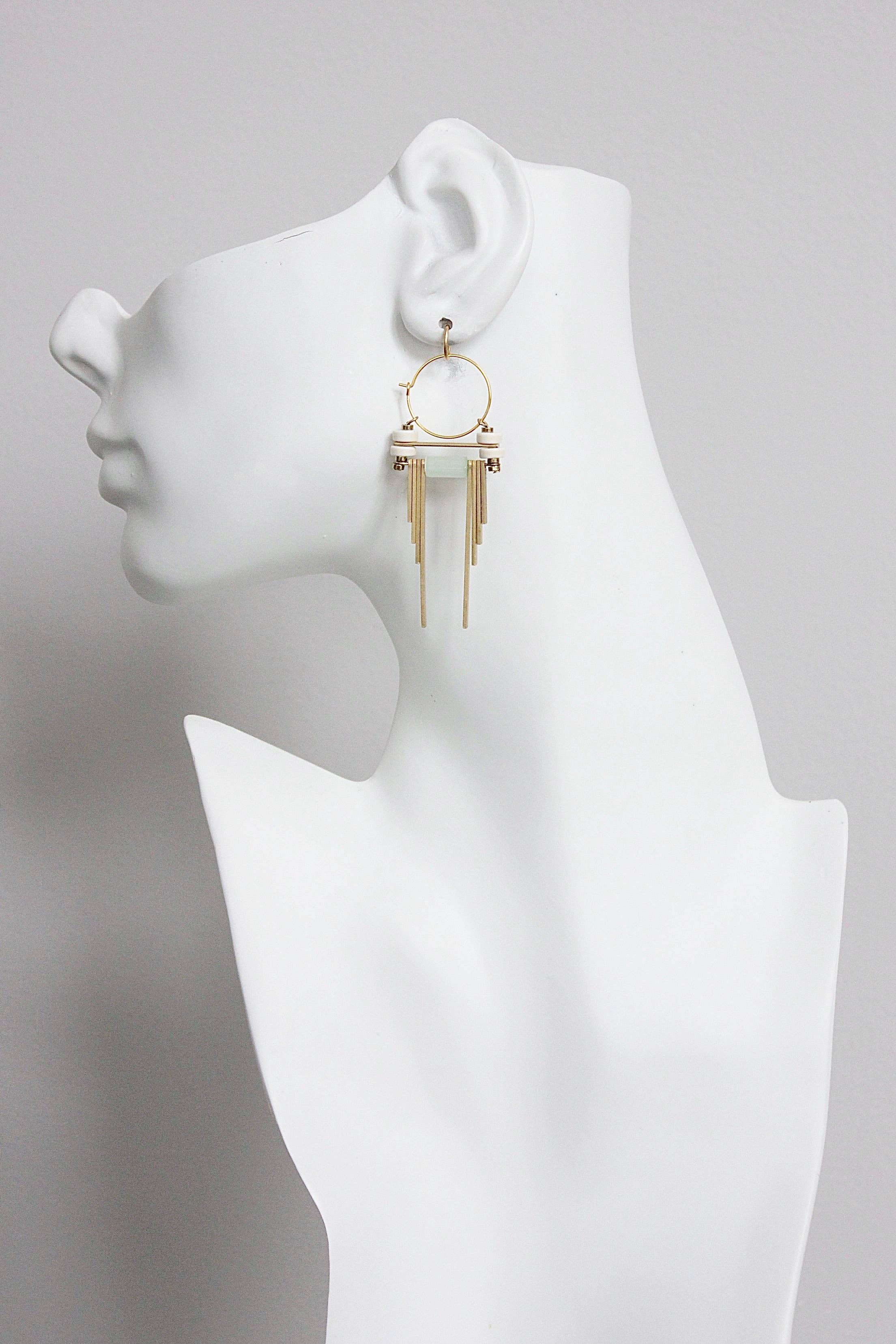 David Aubrey Jewelry - Wholesale Dangle Earrings - GNDE64 - white and  mint green hoop earrings1