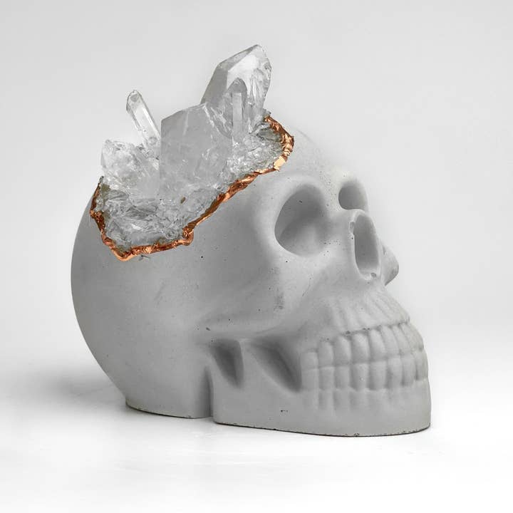 AURA 8 Art Boutique - Vendita all'ingrosso Statuette decorative - Testa di teschio di quarzo trasparente grezzo, scull di cristallo naturale